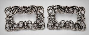 Vintage Musi Shoe Clips 1" x 1.5" Antqued Siver-tone Shoe Ornament Designer acc-